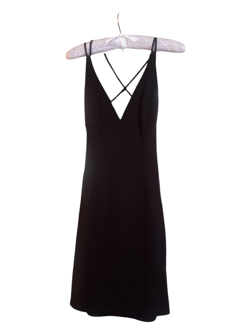 Lulu's Black Strapless V-Neck Dress with Crisscross Straps Size M - like new